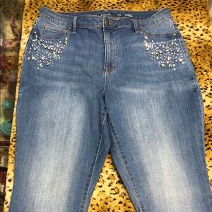 BOLD elements Blue Embellished Skinny Jeans